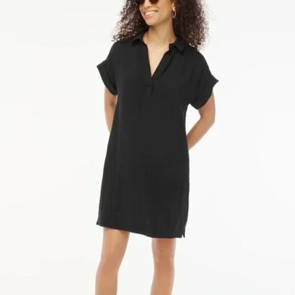 J. Crew Cotton Gauze Popover Short Sleeve Dress Black Size XS NWT - Picture 1 of 6